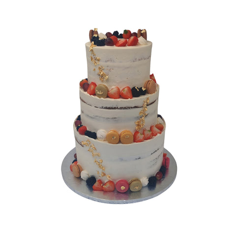 3 Tier Buttecream with Macaron Cake