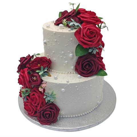 Elegant Rose Cascade Cake