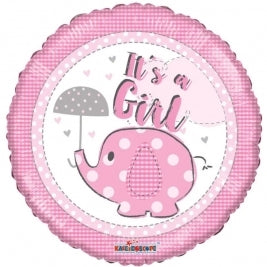 Its a Girl with Elephant Helium Balloon