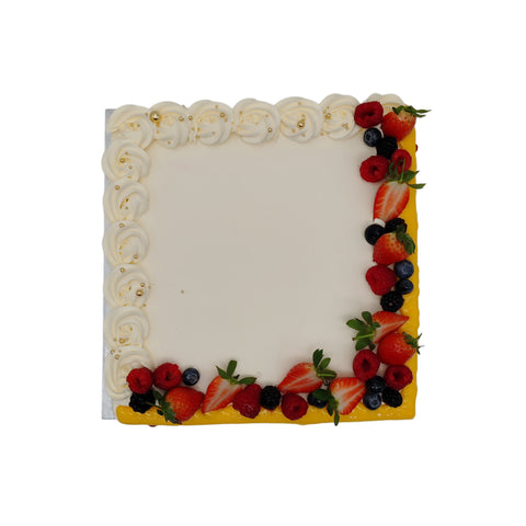 Mango Drip With Berries Cake