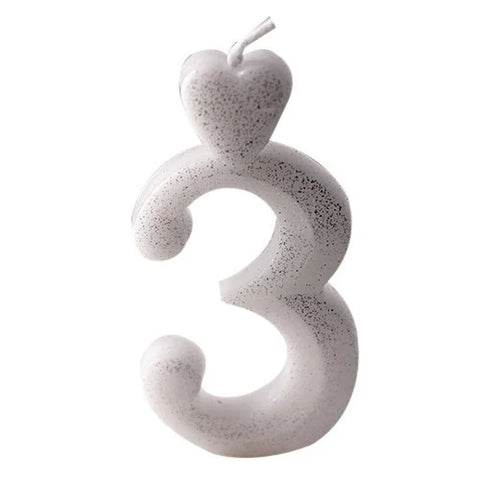 Number Candle 3 With Heart