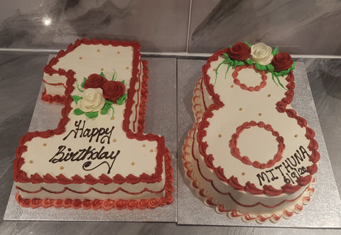 Number 18 With Rose Cake