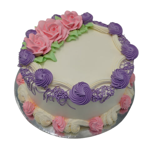 Pink Flower With Purple Swirl Cake