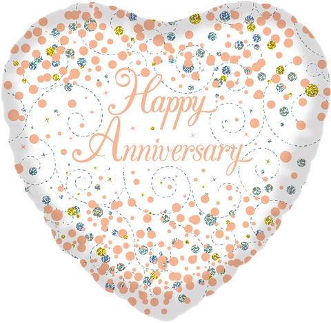 Happy Anniversary Heart Shape Helium Balloon